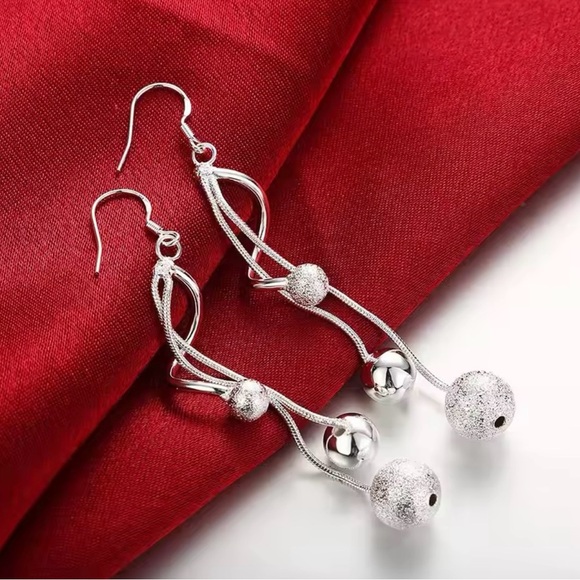 Silver plated Long tassel beads Earrings for Women - Picture 4 of 6